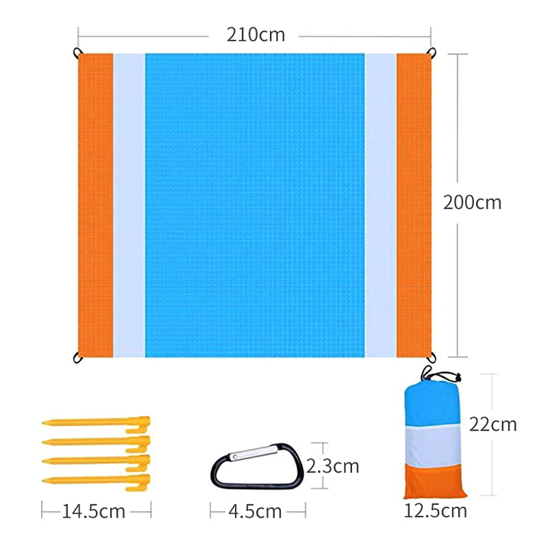 新款户外野营尼龙口袋野餐垫便携折叠防水防潮垫涤纶格子布沙滩垫 - 图2