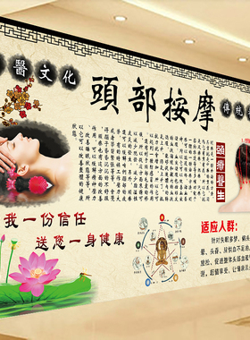头疗按摩艾灸中医养生美容院墙画