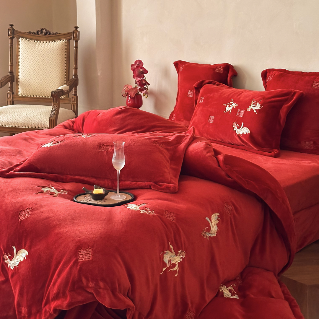 金玉满堂婚庆加厚牛奶绒结婚四件套冬季保暖珊瑚绒锦鲤刺绣喜被套,淘宝优惠券,粉丝福利购,淘宝优惠卷