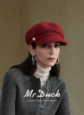 mrduck100%羊毛呢报童帽