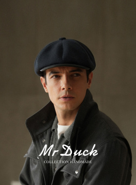 mrduck复古文艺男士骆驼绒报童帽