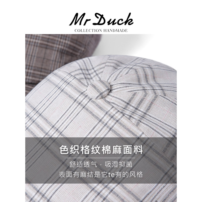 【孤品7折清仓】mrduck设计师新款手工复古画家大头围鸭舌帽亚麻 - 图2