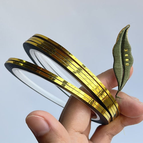 缠花绒花表面装饰压金缠花金边条带背胶幻彩露珠仿金箔仿银箔 - 图2