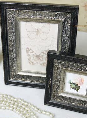 新古典欧美实木相框摆台 室内创意家居饰品软装 可挂墙画框组合