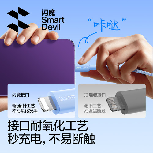 闪魔适用苹果18/17充电器线适用iphone16promax手机pd快充13编织14平板ipad12双typec转lightning数据线usb15 - 图1