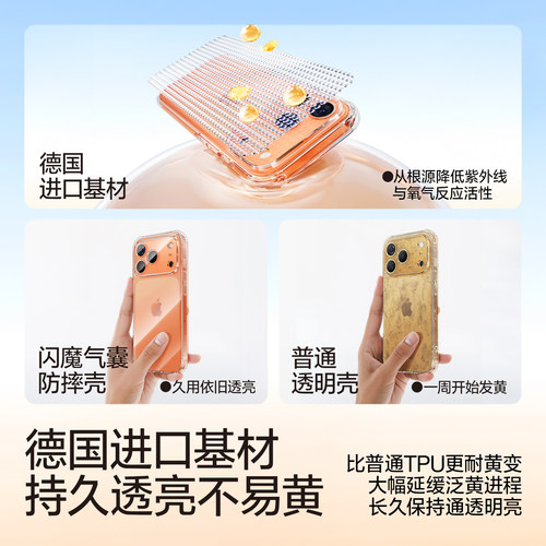 闪魔适用苹果17手机壳iPhone16ProMax气囊15新款14Pro防摔13透明12保护套11女Plus镜头全包17e相机按键软外壳 - 图1