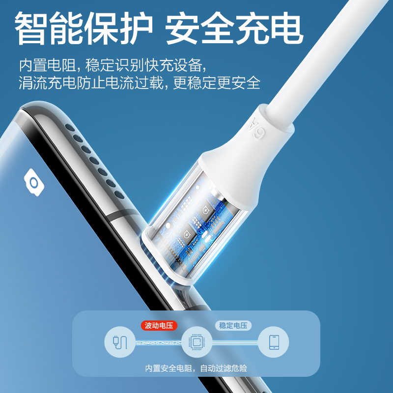 閃魔type-c數據線6a超級快充適用于華為mate40pro小米11充電器線typec安卓真我66w閃充nova9榮耀50加長手機_閃魔旗艦店_3C數碼配件