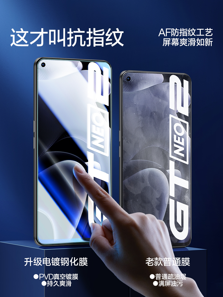 闪魔适用真我GT5钢化膜gtneo2T手机realme neo3 gt2pro大师q3i/x7闪速v5蓝光x50版v15保护q2抗oppo贴膜Neo5SE - 图0