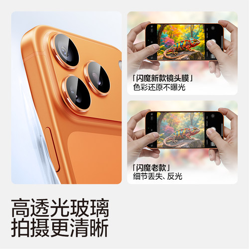 闪魔适用苹果17/16Pro镜头膜iPhone16Promax手机镜头膜15PM后摄像头贴IP16新款钢化高清相机14Pro防刮保护圈 - 图0