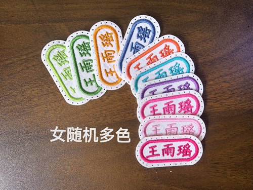 名字贴刺绣带缝孔可选颜色幼儿园姓名贴可缝布贴中小学生衣服标签 - 图0
