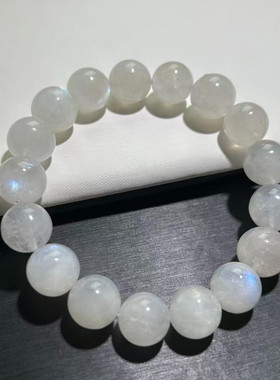 蓝月光手串单圈蓝色月光石冰透女白色印度蓝月光手链百搭链珠