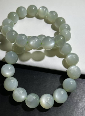 绿月光月光石手串女款绿色单圈手链时尚女士素圈冰透