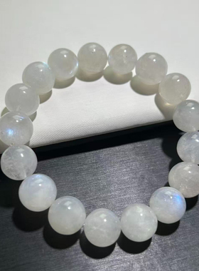 蓝月光手串单圈蓝色月光石冰透女白色印度蓝月光手链百搭链珠