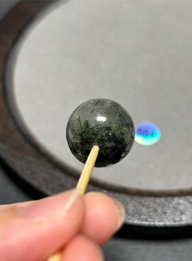 18.5mm绿幽灵共生绿发水晶大卡圆珠单珠棉雾感表皮有少