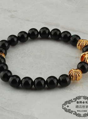 黑曜石金珠手串黄宗泽同款