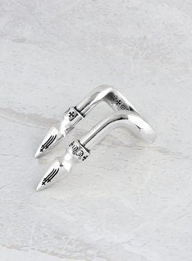 S925纯银情侣开口双头子弹戒指双铆钉戒指 食指指环 潮流个性对戒