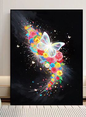 蝴蝶元素礼物梦幻蝴蝶diy数字小猫油画丙烯手绘减压轻奢油彩涂色