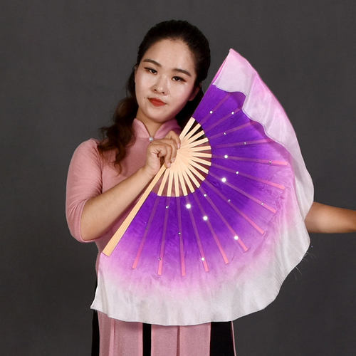 打磨扇骨广场舞古典舞舞蹈道具舞蹈扇子表演演出服扇子1尺真丝扇 - 图1