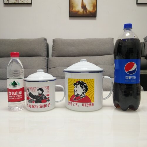 尹正同款搪瓷杯怀旧超特大号容量老干部泡面碗老式双喜铁茶缸带盖 - 图1