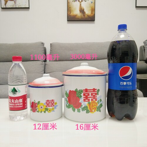 尹正同款搪瓷杯怀旧超特大号容量老干部泡面碗老式双喜铁茶缸带盖 - 图0