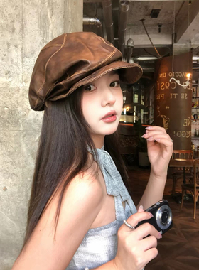 ROUIIEFAO贝雷帽不规则褶皱