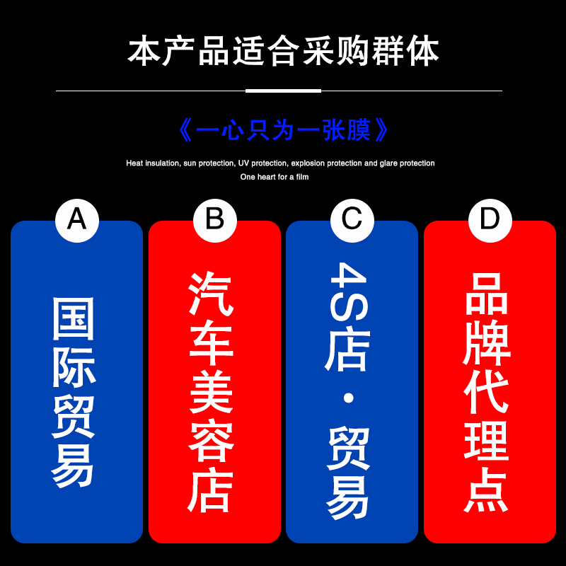 汽车太阳膜玻璃隔热膜车窗膜前档防爆膜防晒膜深黑色膜整卷1.52宽 - 图0