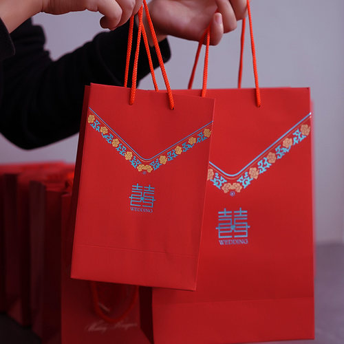 回礼袋结婚手提袋红色喜糖袋婚礼手拎袋纸袋中国风大小号礼品袋 - 图2
