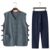 Áo vest cotton và vải lanh nam phong cách Trung Quốc Hanfu Tang phù hợp với ngựa 褂 vest vest vest Tai Chi quần áo cỡ lớn quần tây nam phù hợp với - Áo vest cotton Áo vest cotton