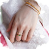 Tara Ring | 18K Gold Diamond Ring Six-Word Mantra White and Green Tara Mantra Triple Protection Original