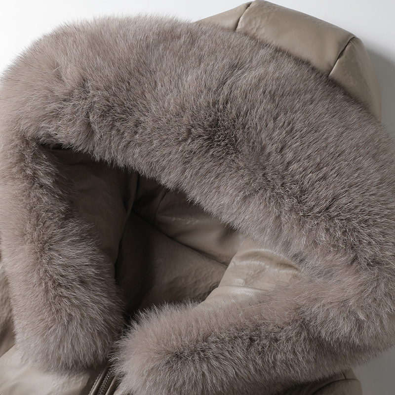 海宁真皮羽绒服女常规款连帽狐狸毛领90白鸭绒小个子新款绵羊皮衣,淘宝优惠券,粉丝福利购,淘宝优惠卷