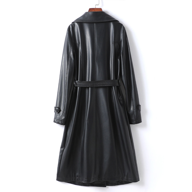 皮衣女真皮外套中长黑色系带收腰加大码绵羊皮秋冬新款海宁皮大衣,淘宝优惠券,粉丝福利购,淘宝优惠卷
