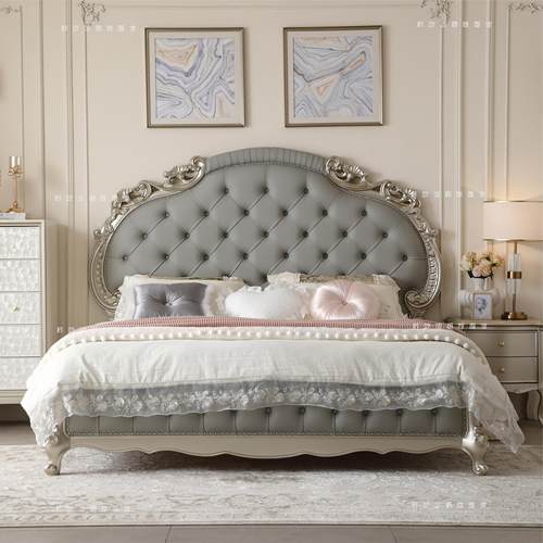 轻奢大床豪华高端家俱别墅木雕美克主卧实简欧双人床软靠欧式婚床 - 图2