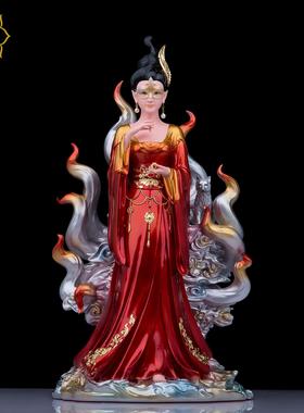九姑娘神像九尾娘娘青丘白狐女神树脂白衣红衣九公子家用摆件