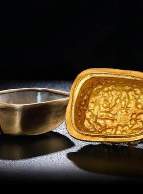 藏式密宗金刚杵托巴碗全铜鎏金托巴供碗法器佛前家用供奉供杯摆件