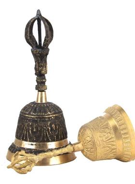 黄铜金刚铃杵手摇铃碰钟法铃民族乐器尼泊尔铜铃摆件