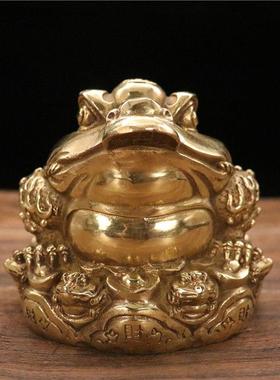 纯铜黄铜新款上市简约现代金蟾摆件家居客厅玻璃罩店铺开业礼品