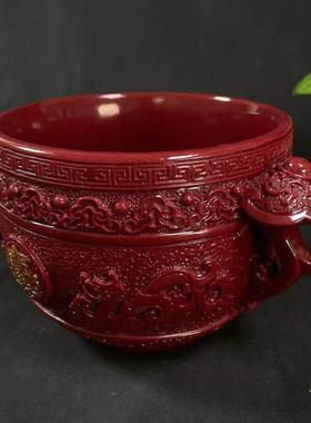 朱砂聚宝盆天然紫金砂家宅车招财家用纳福工艺品客厅车载辰砂摆件