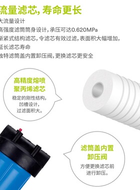 3M净水器200plus大蓝瓶白瓶前置过滤AP801家用大流量中央全屋净水