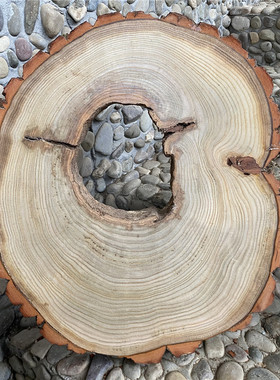 圆木片diy手绘木片画背景墙装饰