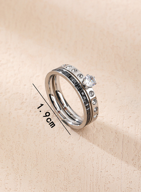 2025轻奢高级感镶钻戒指女双层叠戴开口戒金属指环