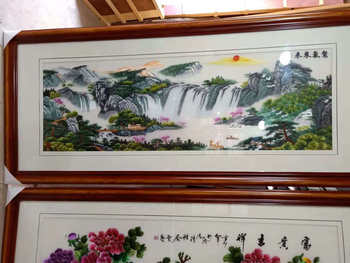 Suzhou embroidery ຜ້າໄຫມຕົກແຕ່ງຮູບແຕ້ມ Su embroidery hanging painting sofa ພື້ນຫລັງກໍາແພງໂຊກດີ sheer ສາມມິຕິລະດັບຜະລິດຕະພັນສໍາເລັດຮູບ