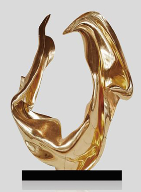 电镀轻奢抽象异形竖向摆件雕塑定制酒店别墅玻璃钢现代软装饰品