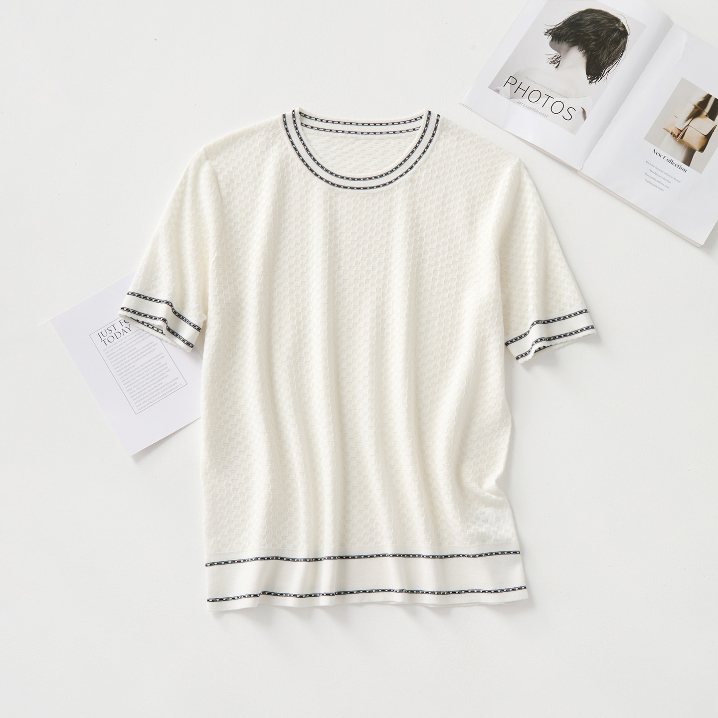 亲肤透气桑蚕丝短袖针织衫女宽松圆领套头真丝T恤亲肤透气百搭打,淘宝优惠券,粉丝福利购,淘宝优惠卷