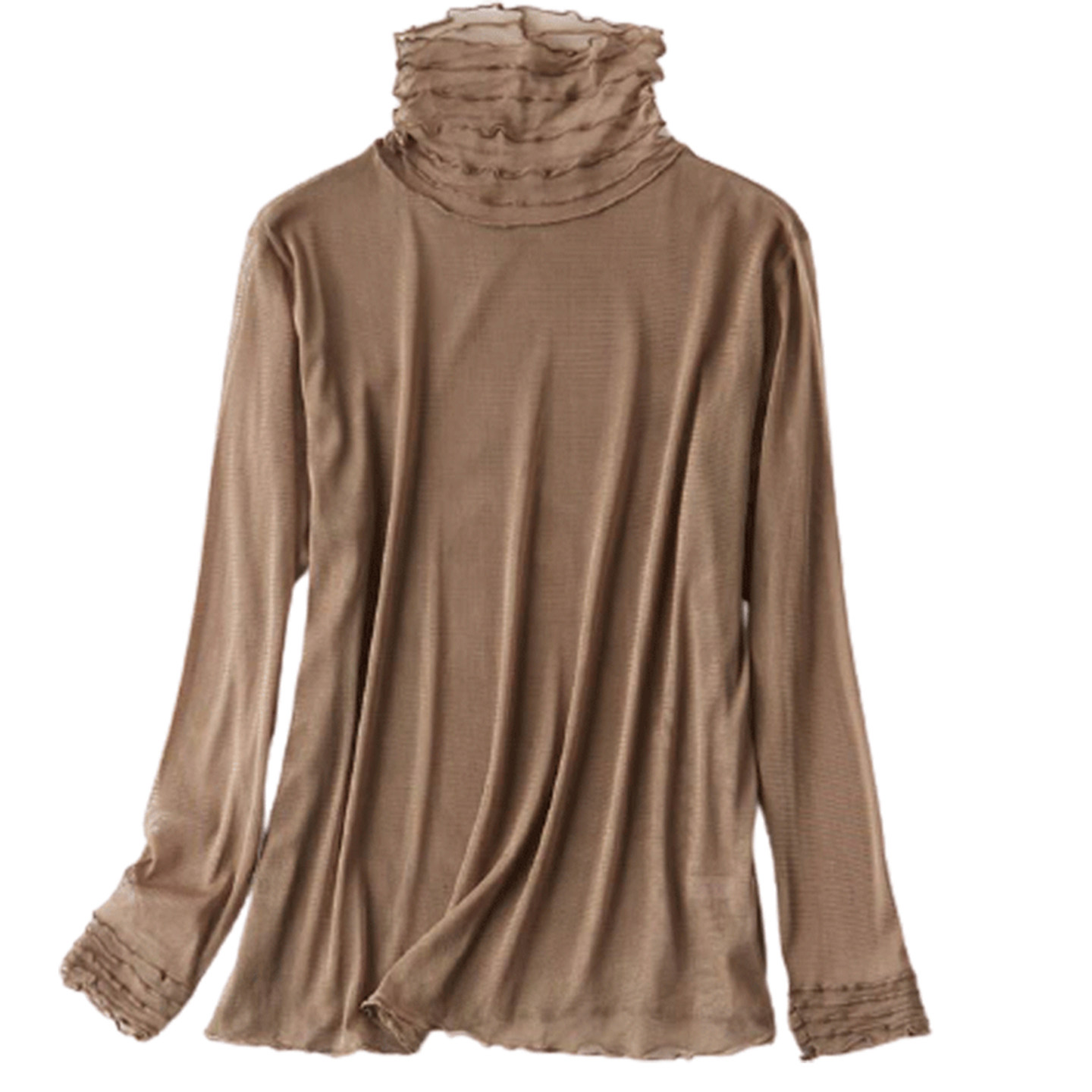 t恤双层针织真丝网眼长袖内搭亲肤打底衫100桑蚕丝体恤衫套头衫,淘宝优惠券,粉丝福利购,淘宝优惠卷