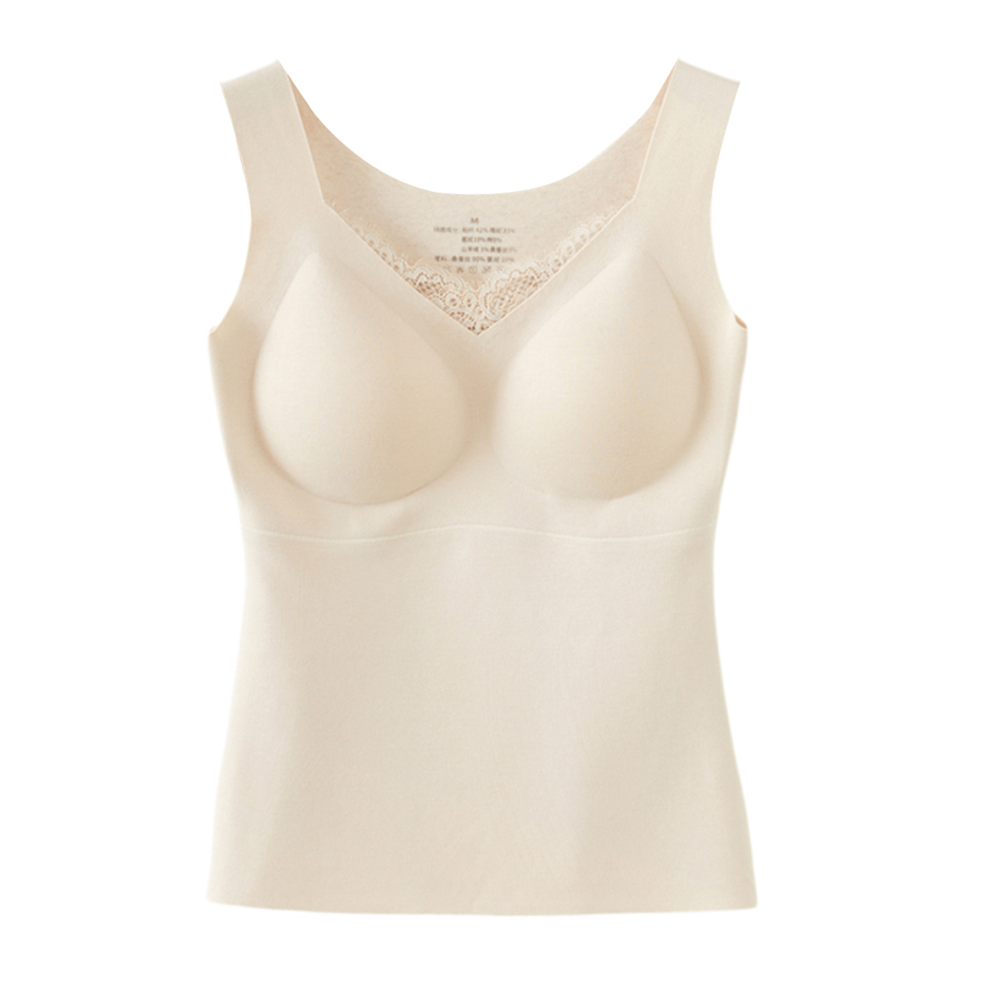 内里桑蚕丝拉绒保暖V领背心免穿文胸一体打底衫2005冬女士肌底衣,淘宝优惠券,粉丝福利购,淘宝优惠卷