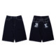 American Retro Hot Girl ສີຟ້າເຂັ້ມຂາຊື່ Jeans 7 ຈຸດ