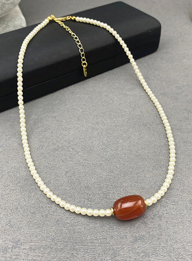 施家珍珠圆珠链女小米珠锁骨链