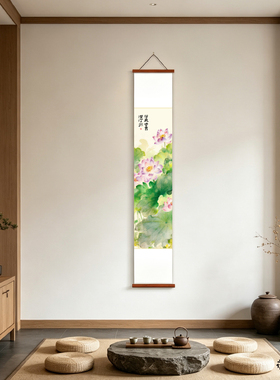 夜笛 原创荷花装饰画治愈系客厅沙发背景墙艺术挂画民宿卧室壁画