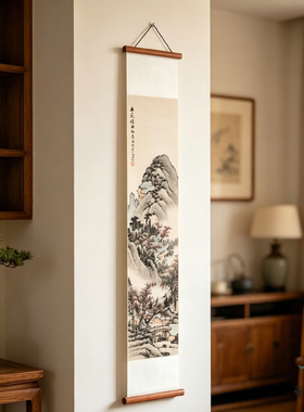 夜笛 宋式美学卷轴画茶室空间茶叶店新中式书房民宿山水意境画