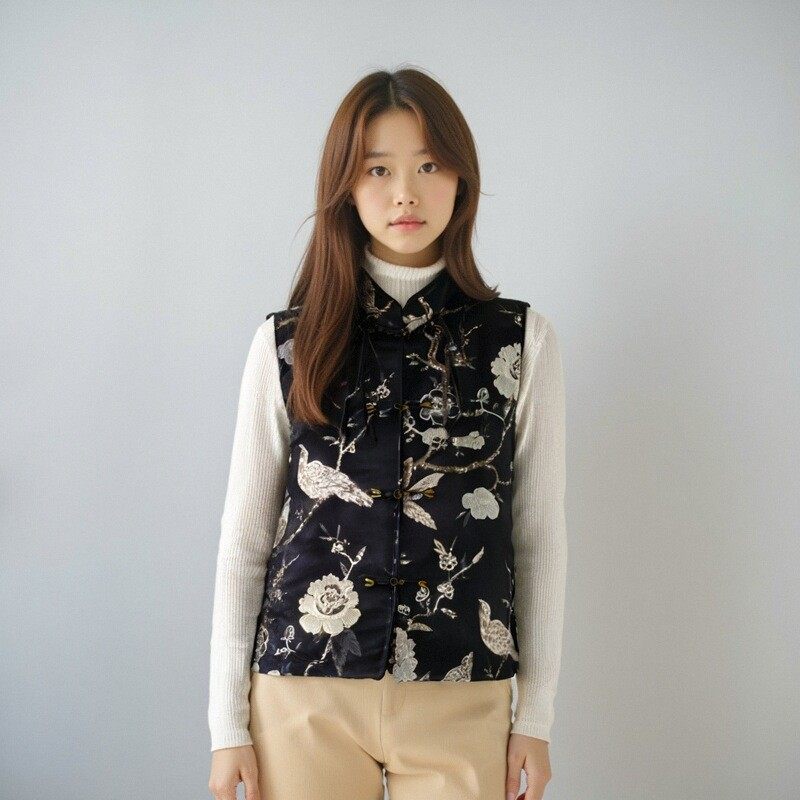 （捡漏L-3XL）楚昭萍2025秋季单马甲国风刺绣时尚民族风黑色尾货,淘宝优惠券,粉丝福利购,淘宝优惠卷